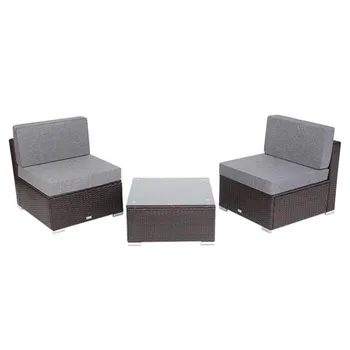 

3 Pieces Patio PE Wicker Rattan Sofa Set