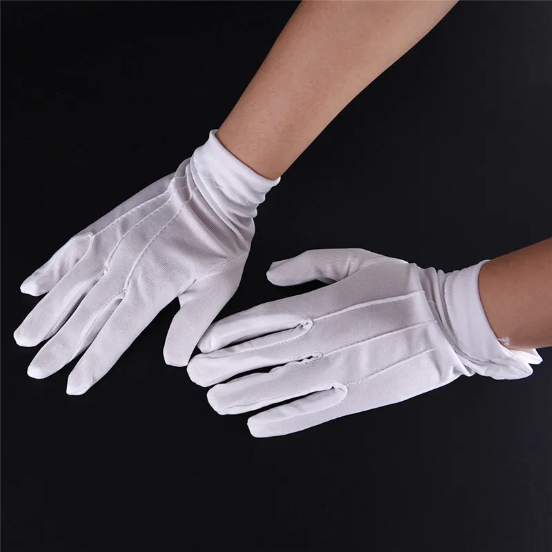 1Pair White Cotton Gloves Work Uniform Catering Uniforms Magician Parades Inspection Five-fingers Women Men's Work Gloves new winter gloves for men