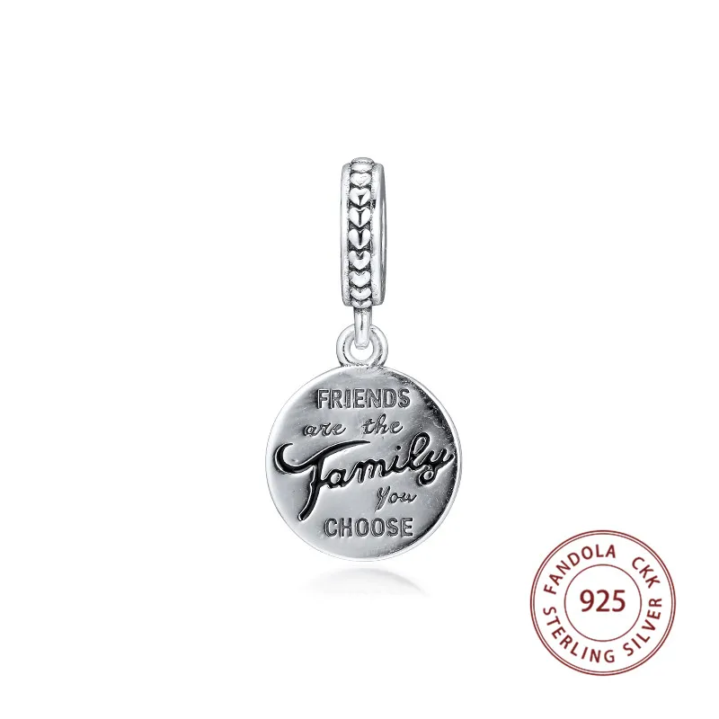 Fit Pandora Bracelet Friends Are Family Dangle Charms Original 925 Sterling Silver Beads for Jewelry Making Kralen Berloque | Украшения и