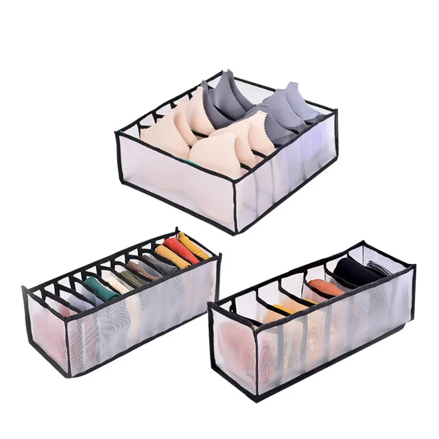 Multi-grids Underwear Storage Box Sock Bra Underpant Organizer Lattice Mesh Drawer Tidy Divider Practical Grid underwear 