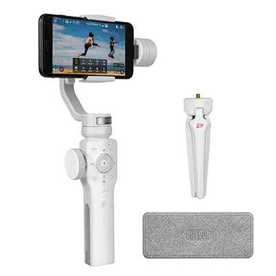 Zhiyun Smooth 4 3-осевой Ручной Стабилизатор на шарнирном замке для смартфона для iPhone X 8 SE Plus для samsung Galaxy S9 S8 портативный монопод с шарнирным замком - Цвет: Белый