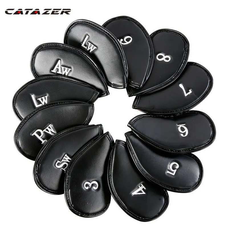 

Catazer Golf Club Headcovers Iron Cover 12 Pcs PU Fabric Golf Iron Head Covers