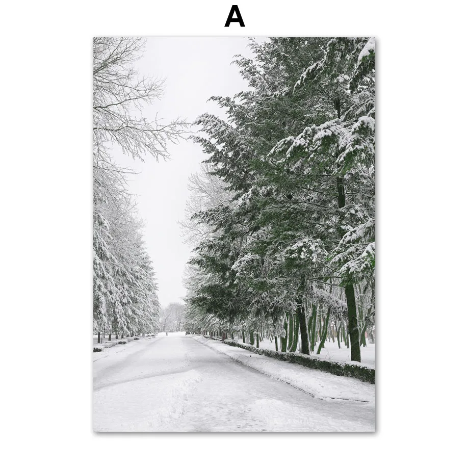 Wall-Art-Canvas-Painting-Winter-Hill-Snow-Forest-Pine-Deer-Bison-Nordic-Posters-And-Prints-Wall (3)