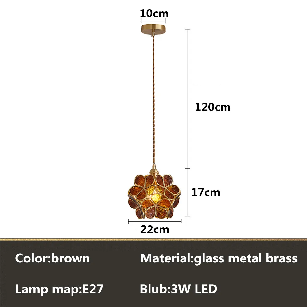 Европейский красочный цветочный стеклянный подвесной светильник светодиодный светильник для помещений для ресторана столовой бара кафе магазина светильник AC110-265 - Цвет корпуса: p brown
