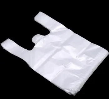 

New Popular Useful Plastic Shopping Bag 100Pcs Transparent Shopping Bag Supermarket Plastic Bags With Handle Food Packaging