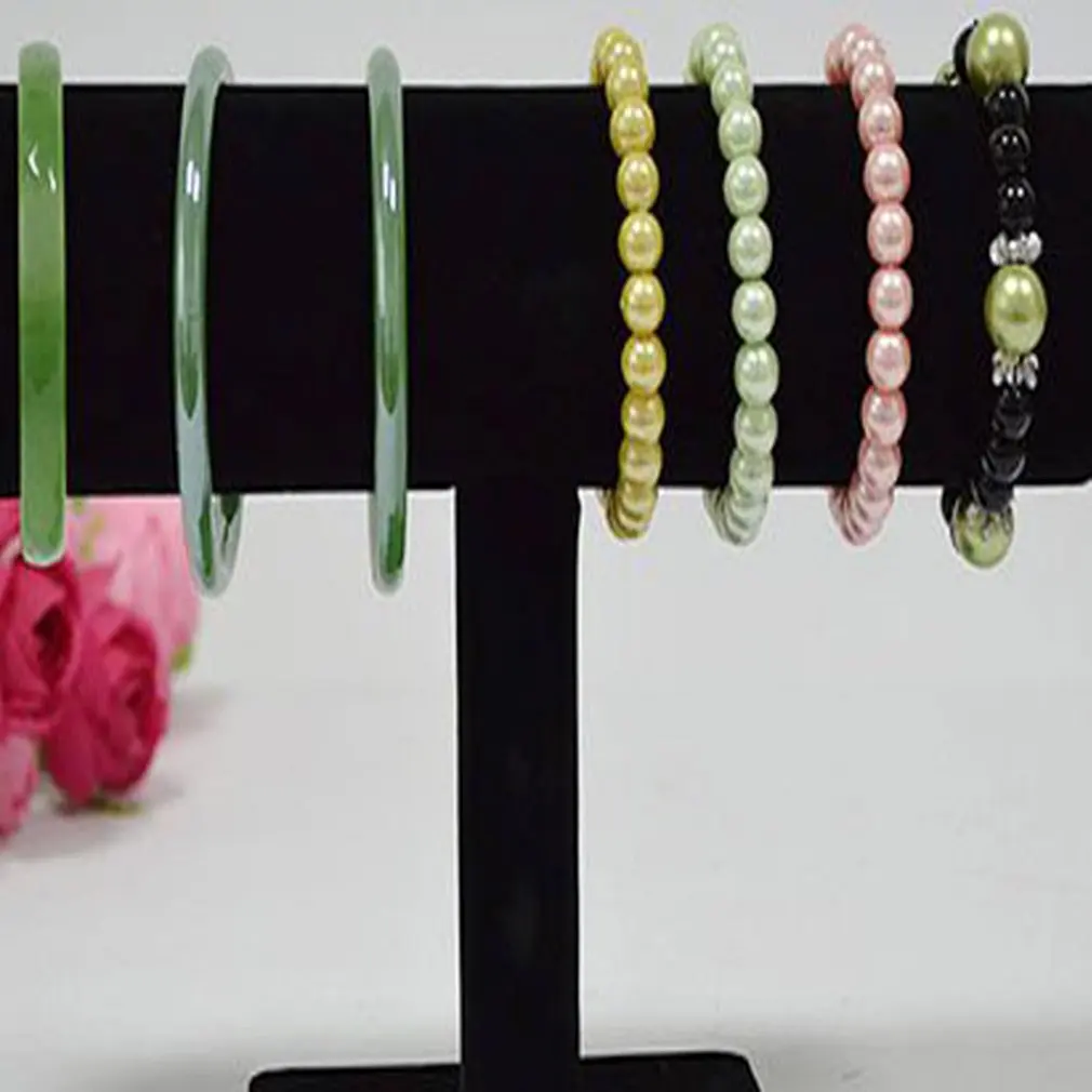 Black Velvet Jewelry Bangle Watch Display Stand Holder Bracelet Chain T-Bar Rack Portable Jewelry Organizer Rack Dropshipping