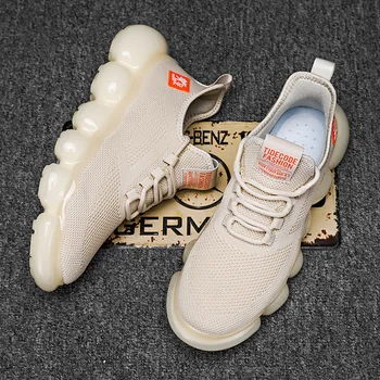 

High Quality Sneakers New Men Shoes 2020 Flying Woven Casual Sports Shoes Breathable Mesh Popcorn Bottom Tide Running Shoes