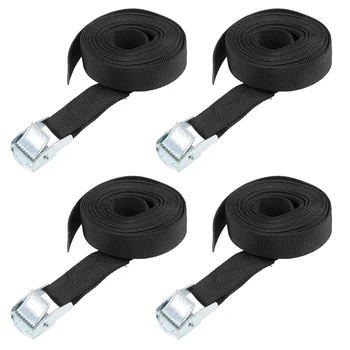 

uxcell 3 Meters x 25mm Lashing Strap Cargo Tie Down Straps Buckle Up to 80Kg Black 4Pcs