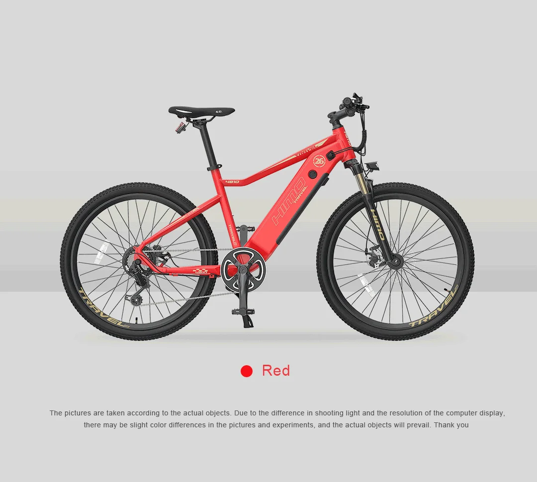 26 дюймов горный электровелосипед HIMO C26 250 Вт внедорожный Электрический горный велосипед скрыть литиевая батарея, фара для электровелосипеда - Цвет: Red