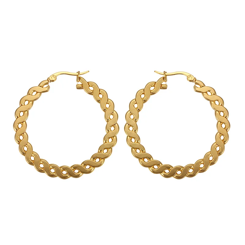 Серебряные/золотые серьги-кольца из нержавеющей стали для женщин Классические роскошные женские серьги Свадебные украшения(A1556