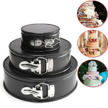 

Set Of 3 Non Stick Spring Form Round Cake Baking Bake Tin Tray Pan Bakeware