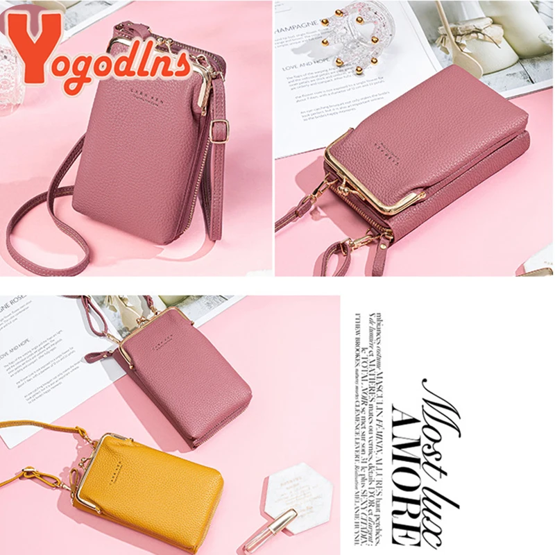 Yogodlns Fashion Small Crossbody Bags Women PU Leather Shoulder Messenger Bag Girls Flap Handbag Phone Purse Zipper Bolso