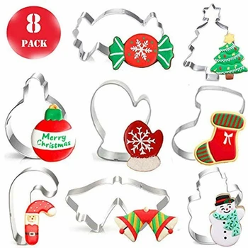 

SZS Hot 8Pcs/Set Stainless Steel 3D Christmas Cookie Cutters Cake Cookie Mold Fondant Cutter DIY Baking Tools