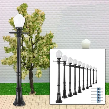 

10pcs Model Railway Lamppost Lamps Street Lights Mini Railway Train Lamp Crafts Home Miniature Decoration