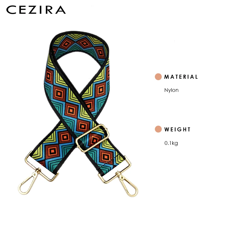 CEZIRA Сумочка, длинный ремень, модный Регулируемый широкий нейлоновый ремень, цветная полоса, цветок, Геометрическая ручка, женская сумка, аксессуары