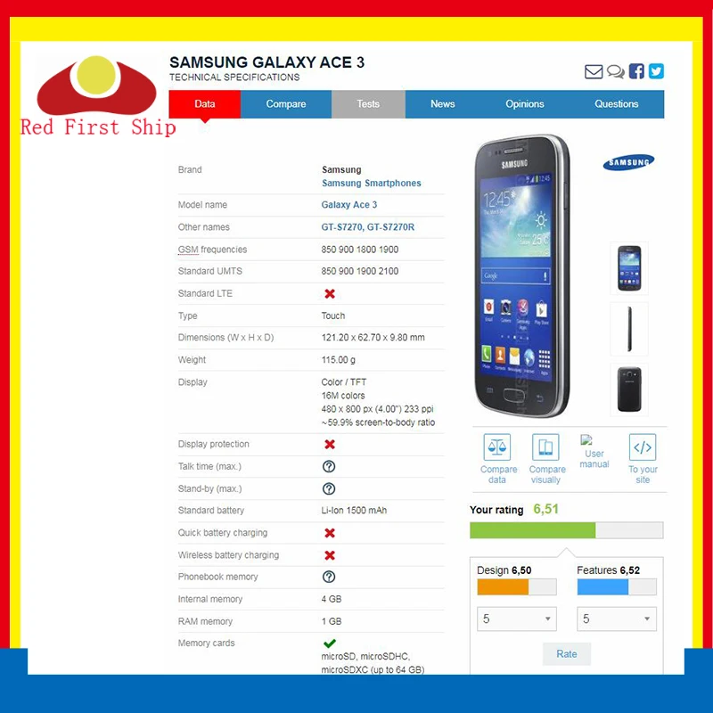 10 шт./лот для Samsung Galaxy Ace 3 S7270 S7272 S7275 тонкий сенсорный экран дигитайзер панель