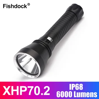 

4000 Lumens Dimmable XHP70 LED Torch IP68 Waterproof 26650 Battery Aluminum Submersible Underwater Scuba Diving Flashlight