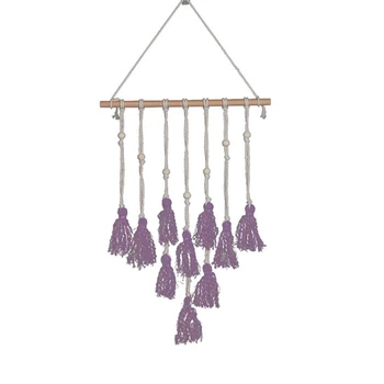 

Macrame Wall Hanging Driftwood Woven Wall Art Bohemia Home Decor, 18 in W X 36.8 in L (Purple)