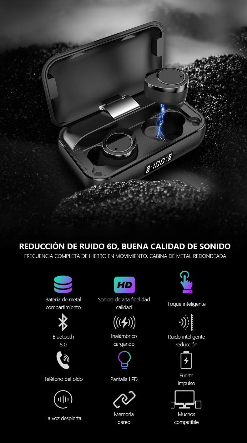 Mitvaz X13 S Verdaderos auriculares estereo inalambricos Auriculares 2600mAh Banco de Energy rojo dorado