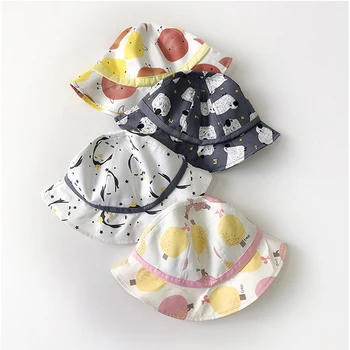 

Boys Girls Sun Hat Summer Bucket Hat For Kids Toddler Cartoon Animal Print Dome Fisher Hat Soft Cotton Cloth Beach Hat