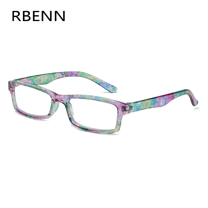 RBENN печатные очки для чтения Для женщин Пружинные шарниры прямоугольные очки для чтения для дальнозоркости+ 1,5 1,75 2,25 2,75 3,25 3,75 4,5 5,0
