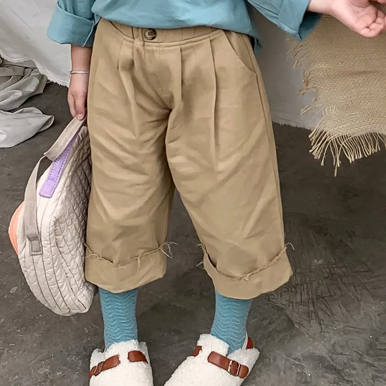 

Hsenting 19 Childrenswear Autumn New Style Korean-style Children Soft Twill Tatting Loose-Fit Loose Pants CHILDREN'S Trousers