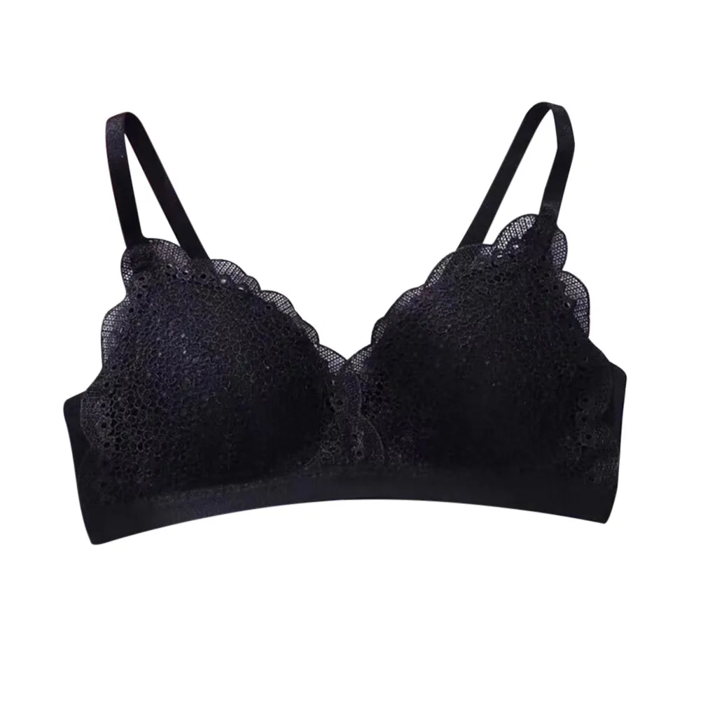 Черный Sexy Women's Bra Thin Solid Color Wrap Chest Bra Elasticity Bandage Soft Vest Underwear Lace French Style Bra lenceria#15 - Цвет: Черный