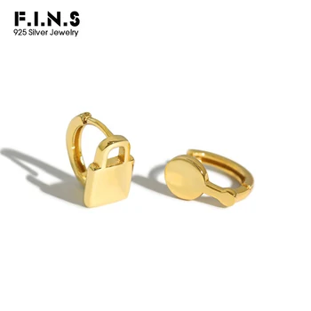 

F.I.N.S Korean S925 Sterling Silver Earrings Asymmetrical Small Lock Key Ear Buckle Female Silver Stud Earring Fine Jewelry
