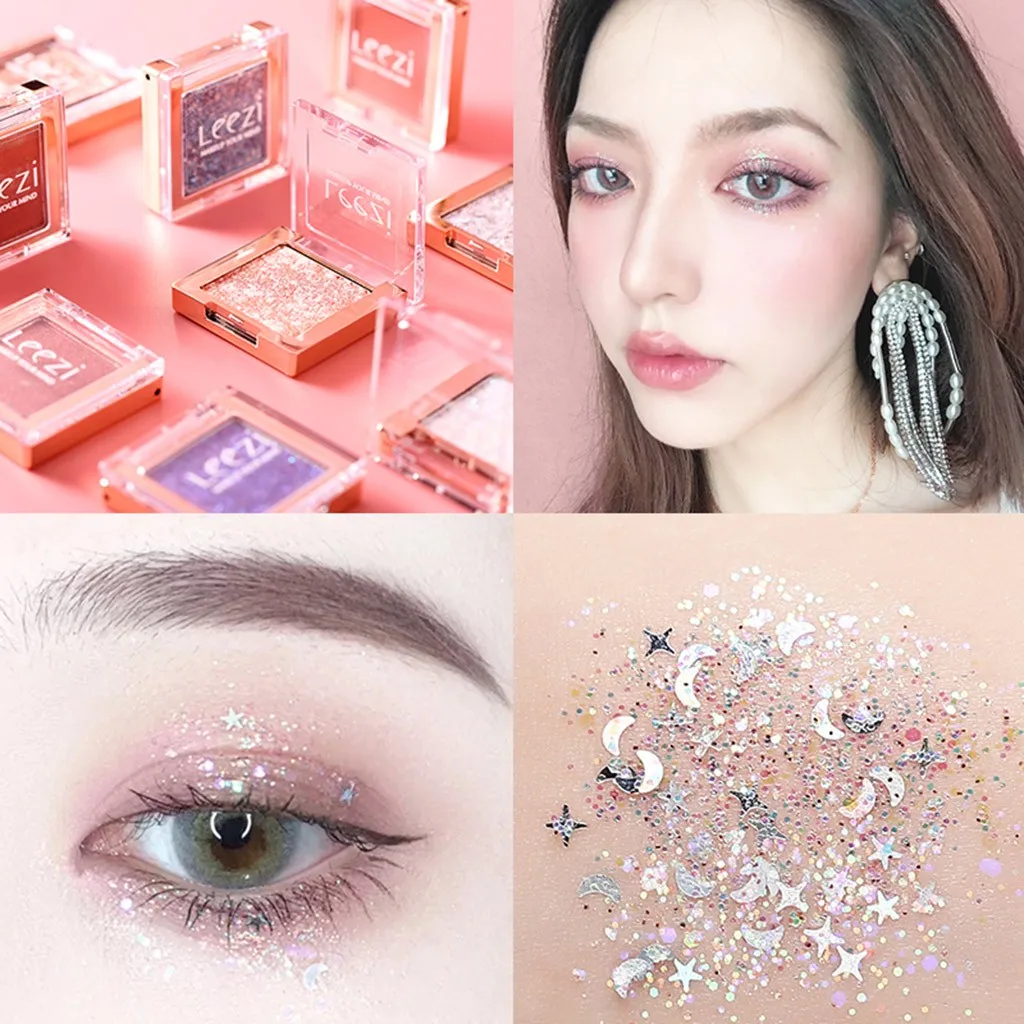 Блестящие тени для век Shimmer Eyeshadow водонепроницаемые монохромные кончики пальцев Cool Trend Eye Shadow Makeup 10 групп цветов