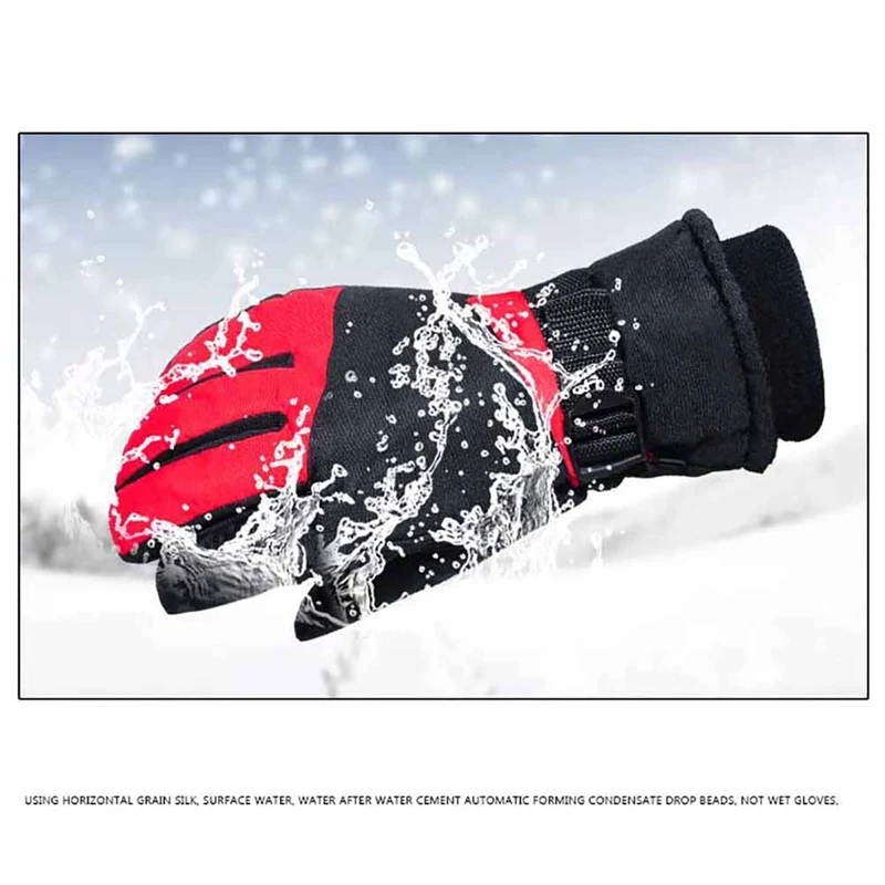 Skiing Gloves Full Finger Thick Water Resistant Thermal Fluffy Handwear Outdoor Winter Motorcycle Riding Snow Cycling Gloves