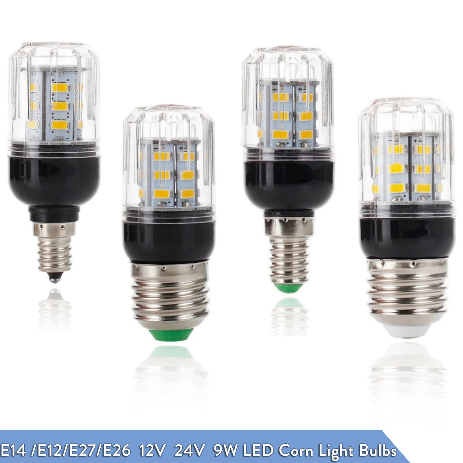 DC 12V 24V E12 E14 E27 E26 светодиодный лампочка в виде початка кукурузы светильник 27