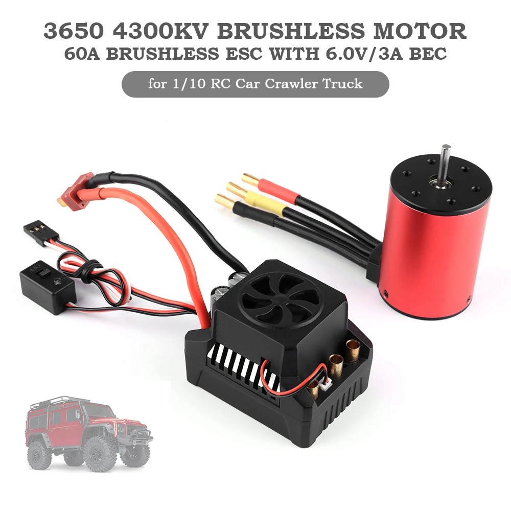 Новейший GoolRC 3650 3900KV бесщеточный двигатель с 60A бесщеточный водонепроницаемый ESC 6,0 V/3A BEC для 1/10 RC автомобиль гусеничный грузовик