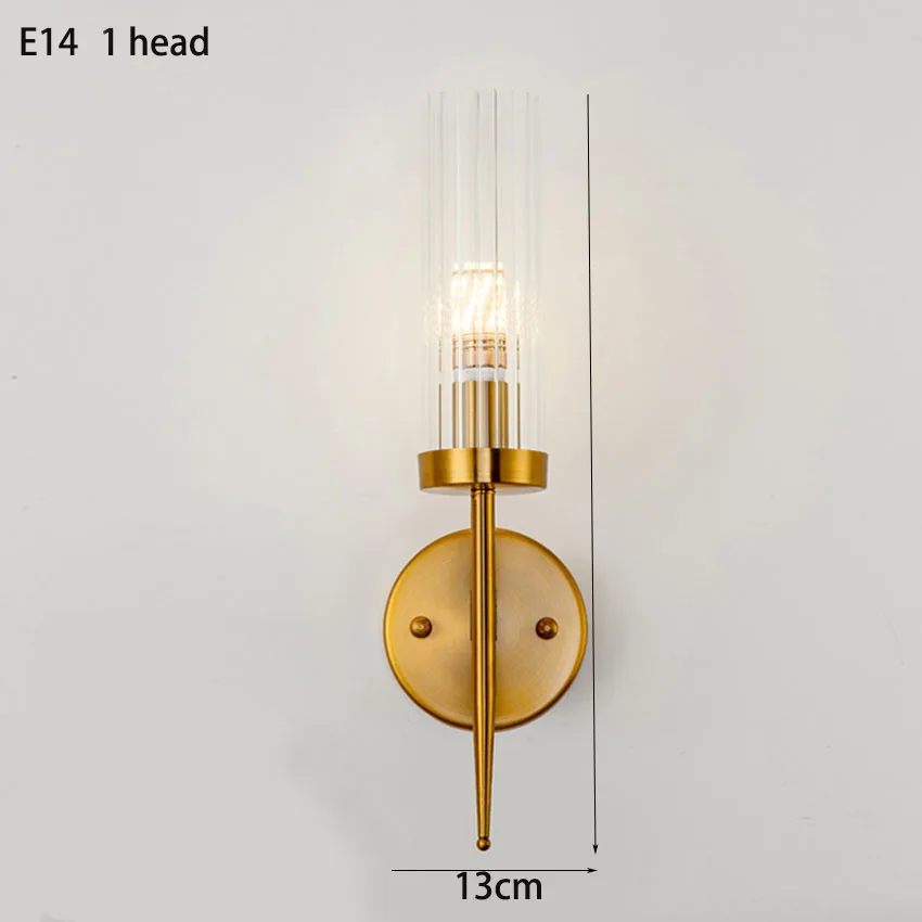 Modern golden iron glass wall lamp nordic 1-2 heads living room aisle stair bedroom bedside indoor sconce wall lights