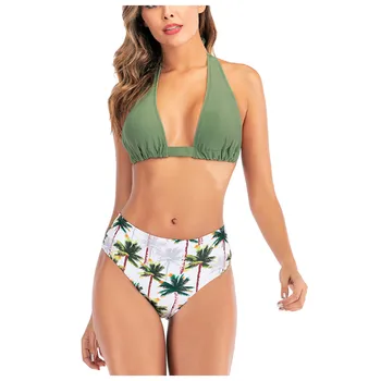 

Women Sexy Fashion Printed Bathing Suits Hight Waist Bandage Push-Up Off Shoulder trajes de bano maillot de bain femme 2019