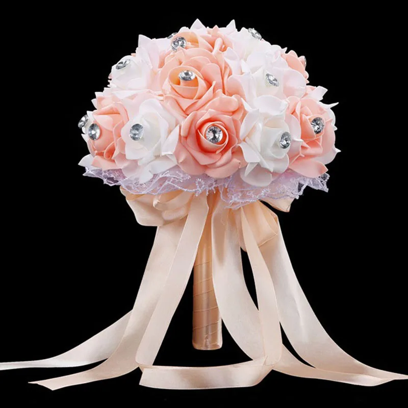 Wedding Bouquets Artificial Rose Flowers Wedding Bouquet Blue and White Bridal Bouquet Accessories Handmade Artificial Flower Rose