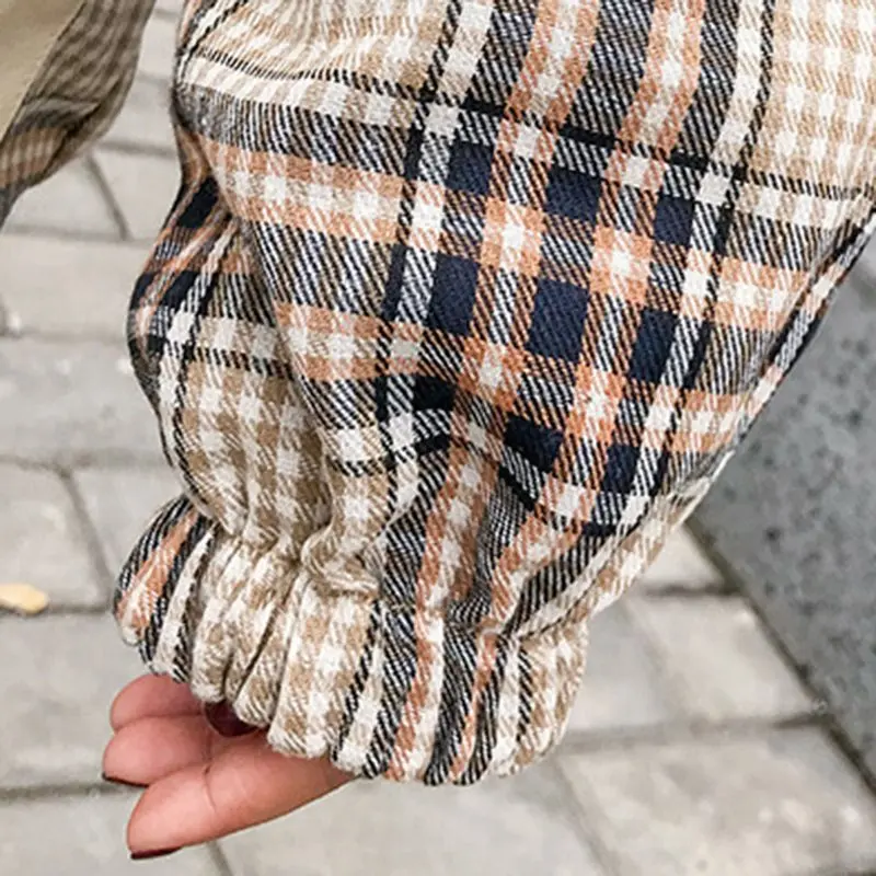 Harajuku, консервативный стиль, клетчатое пальто с капюшоном, для женщин, на молнии, черная Перемычка Hoody, две стороны, одежда, пальто, верхняя одежда, осень, куртка большого размера