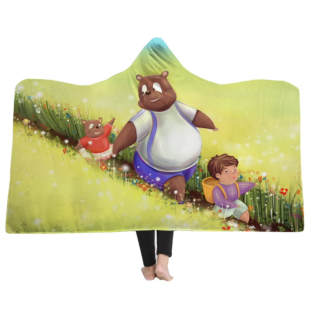 Мультфильм 3D Тоторо печати с капюшоном Одеяло earable флис мягкий Пледы для взрослых отель кровать для путешествий диван пледы балахон одеяло s - Цвет: B