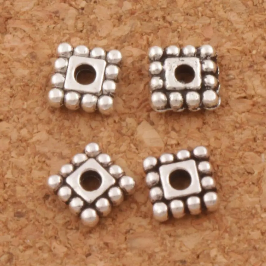 

150pcs Dots Rim Square Beads Spacers Jewelry Findings L673 5x5mm Zinc Alloy