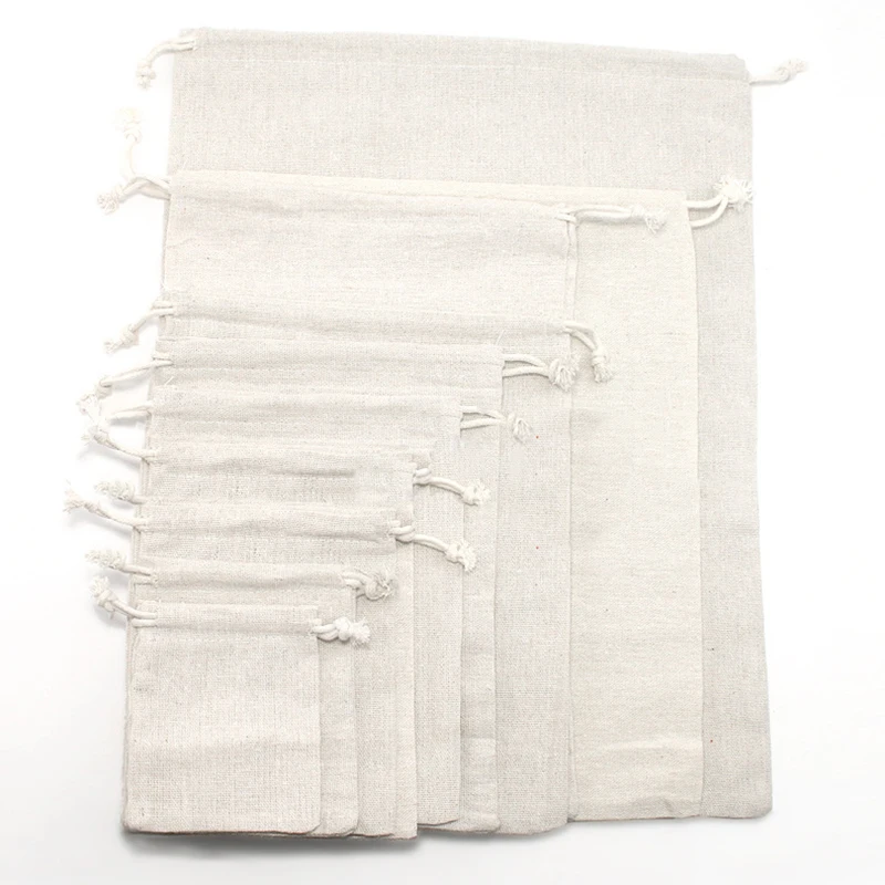 

Small Bag Natural Linen Storage Package Bags Pouch Drawstring Burlap Jute Sack Jewelry Gift Flour Bags