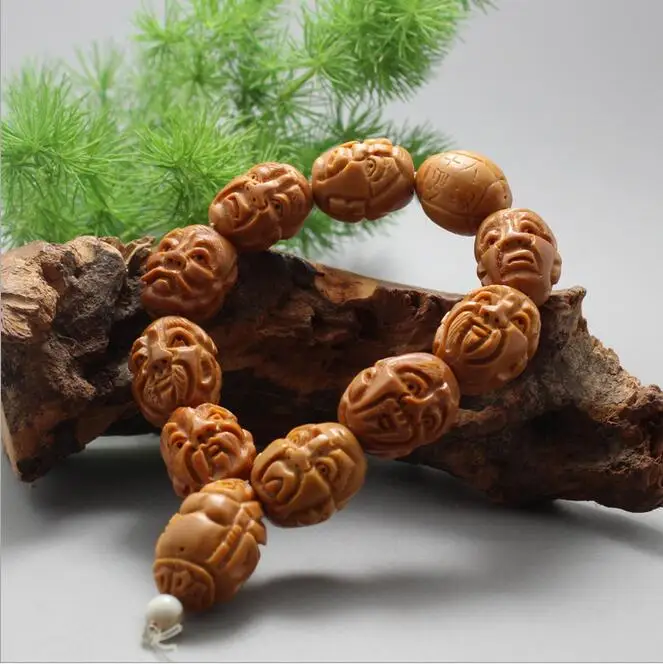 Оливковая ядерная резьба восемнадцать шапок тибетская фотография|buddhism bracelet|bracelet