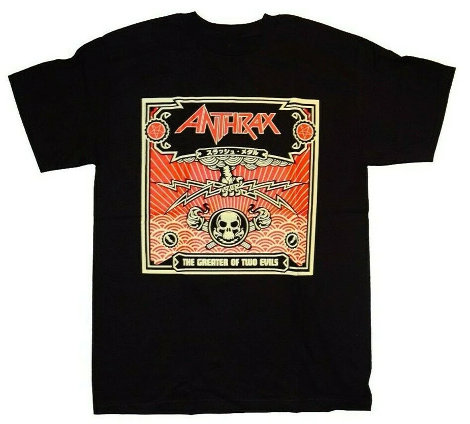 Мужская футболка Anthrax Классическая с надписью The Great Of Two Evils State Euphoria 80'S Rock |