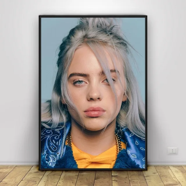 Billie Eilish художественный Шелковый плакат домашний декор - Цвет: D