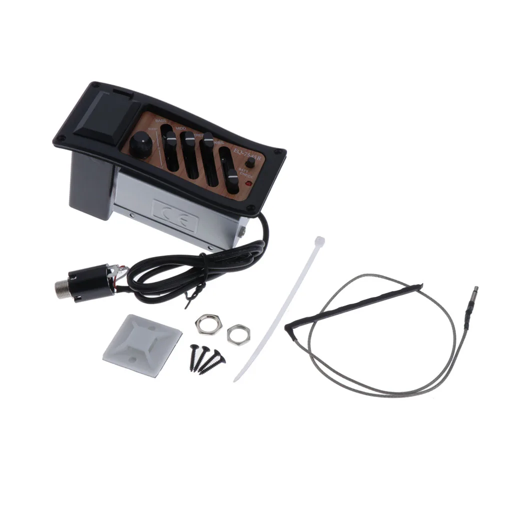 1 Set 4 Band EQ Equalizer Acoustic Guitar Preamp Piezo Pickup Black