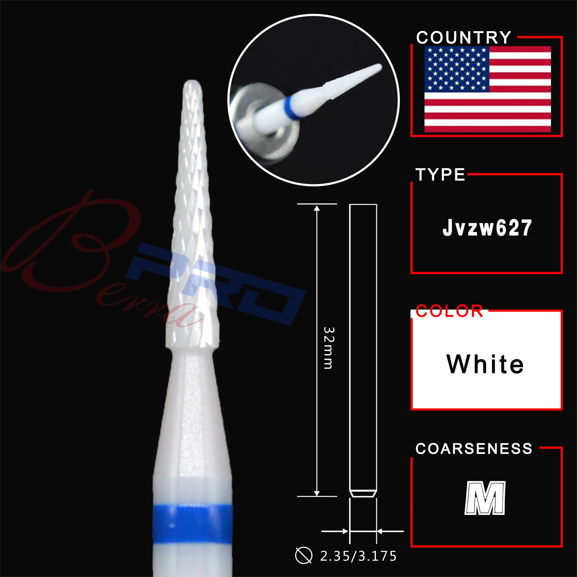 RolinStar Ceramic Rotary Cuticle Burr Milling Cutter Manicure Dead Skin Removal Drill Accessory Tools 5.0 Ceramic Nail Drill Bit nail art tools,nail drill bit,nail drill bits,nail manicure tools,nail manicure accessories,cuticle remover bit