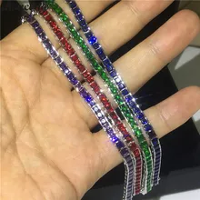 choucong Statement Tennis bracelet Princess cut Cubic Zirconia White Gold Filled Party Wedding bracelets for women men Jewerly