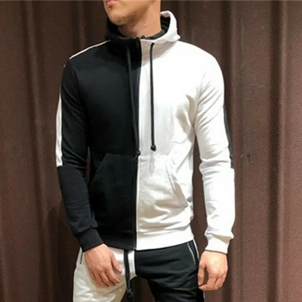 Hoodie B Комплект из двух предметов, модные Лоскутные толстовки с капюшоном, спортивная одежда для мужчин, спортивный костюм, осенняя брендовая одежда, толстовки+ штаны, мужской комплект - Цвет: Hoodie B