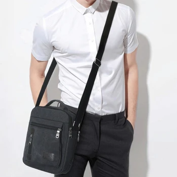 

Men's Fashion Canvas Solid Color Casual Business Shoulder Bag Messenger Bags Simple Leisure Single Shoulder Bags