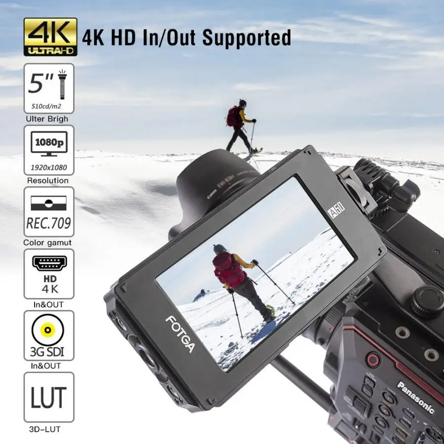 

Fotga A50TLS FHD 5 Inch Touch Screen 1920x1080 4K HD Video On-Camera Monitor with 3D LUT Function 3G-SDI photography monitor