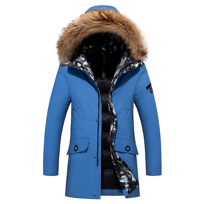Зимняя Толстая мужская куртка средней длины с подкладкой размера плюс, ветрозащитная теплая куртка с капюшоном, парка