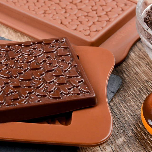 Break-Apart Chocolate Molds Silicone Chocolate Bar Sweet Molds Hot Chocolate  Energy Bar Moulds Rectangle Baking Silicone Bakeware Molds Pack of 2